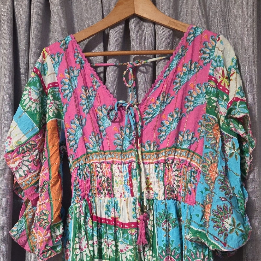 Meg 2 Magic Anthropologie Pink and Green Maxi Dress - Picture 7 of 8